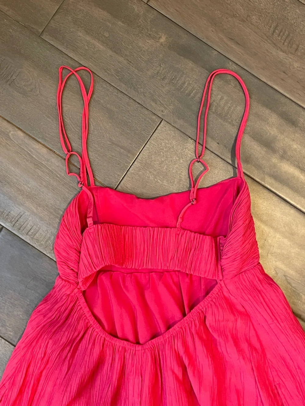 Abercrombie & Fitch Dark Coral Crinkle Textured Maxi Dress - Size XS Petite